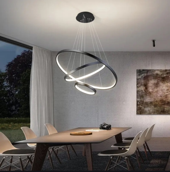 Люстра светодиодная 7105/600+400+200 черная