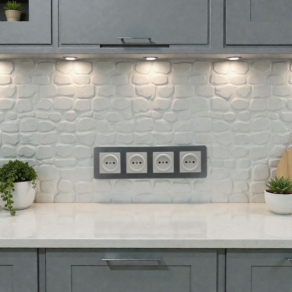 Aluminum MMW-4012 4 розетки без заземления（Белый）