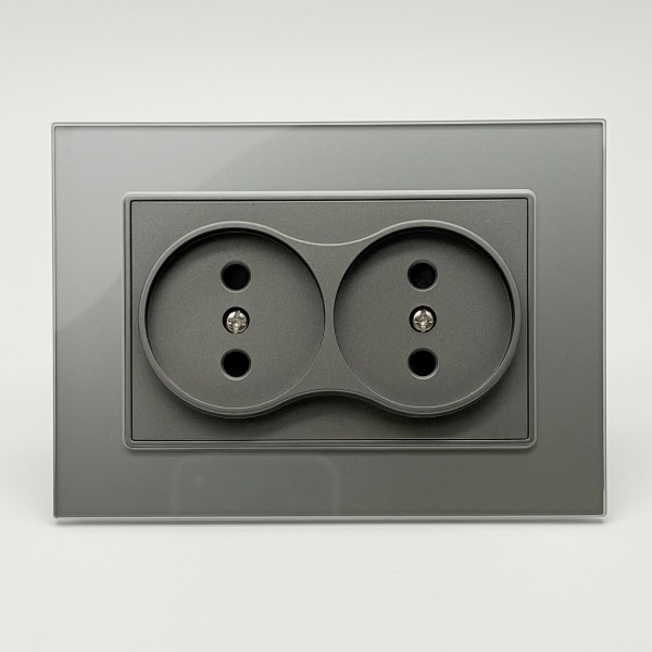 Glass MMC-031 Розетка двойная  без заземления 120 （Графит-Матовый）