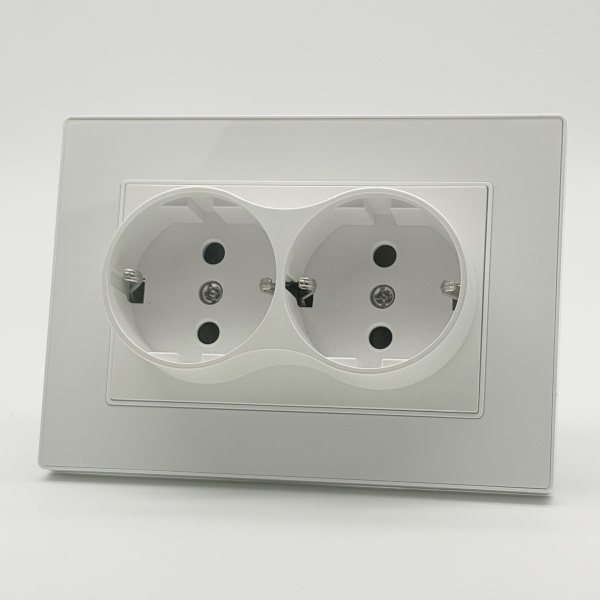 Cristal MMW-030 Розетка двойная  с заземлением 120 （Белый-Матовый）