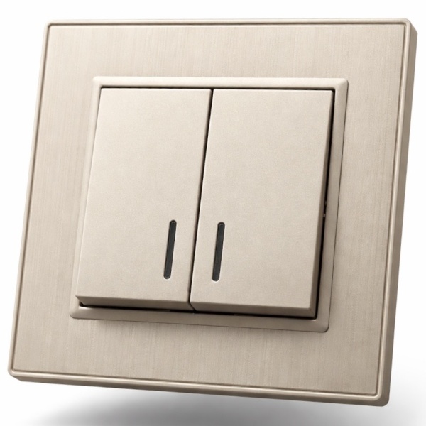 Nature MMG-008 2 клавишный 1 полюсный выключатель с LED（Золотой）