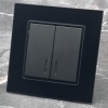 Glass MMB-008 2 клавишный 1 полюсный выключатель с LED（Черный）