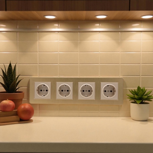 Aluminum MMG-4013 4 розетки с заземлением（Золото）