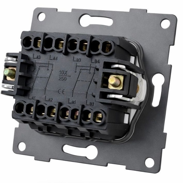 Grace MMC-011 2 клавишный перекрестный выключатель без рамки（Графит-Матовый）