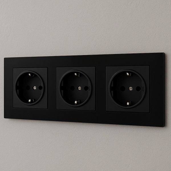 Cristal MMB-3013 3 розетки с заземлением（Черный）
