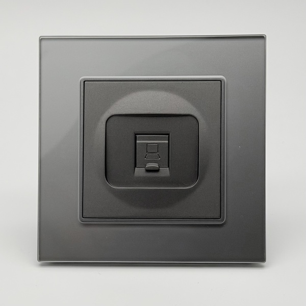 Glass MMC-020 Компьютерная розетка RJ-45 cat6e 10GB（Графит-Матовый）