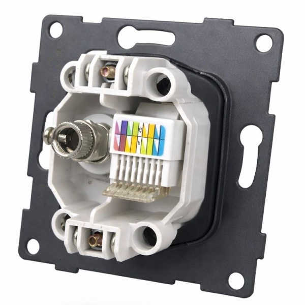 MG-024 Компьютерная cat 6e+Телевизионная розетка без рамки（Золото-Матовый）