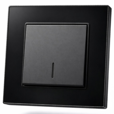 Cristal MMB-005 1 клавишный проходной выключатель с LED （Черный-Матовый）