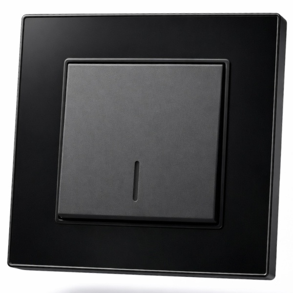 Cristal MMB-005 1 клавишный проходной выключатель с LED （Черный-Матовый）