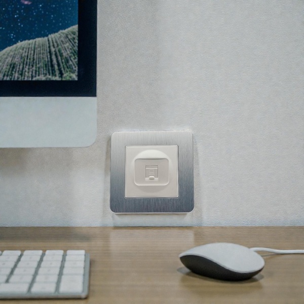 Aluminum MMW-022 Компьютерная розетка RJ-45 cat5e 1GB （Белый-Матовый）