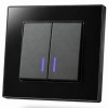 Cristal MMB-008 2 клавишный 1 полюсный выключатель с LED（Черный）