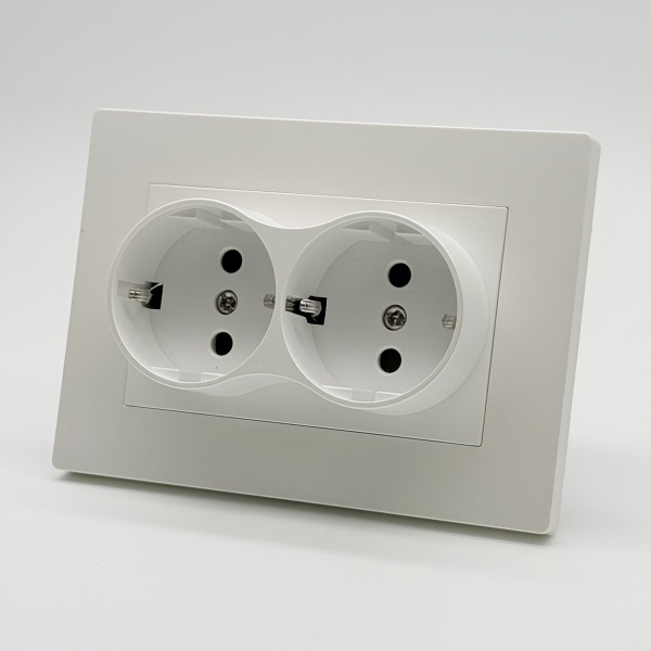 Grace MMW-030 Розетка двойная  с заземлением 120（Белый-Матовый）
